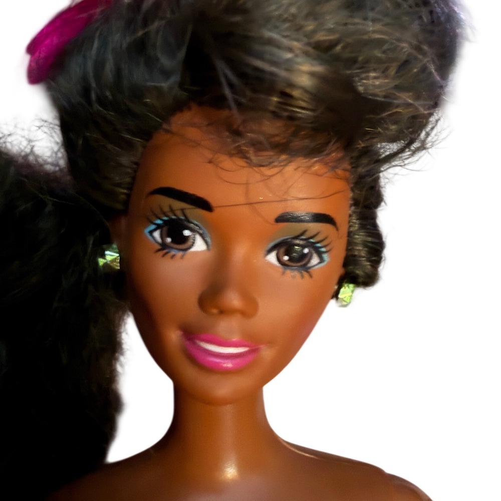 Vintage Mattel Barbie Christie Doll 1987 Head 1966 Body Purple Floral Gown